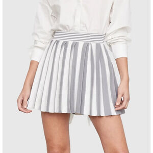 Atoir The Eos Mini Skirt Womens Large Cloud Grey Off White Schoolgirl Varsity